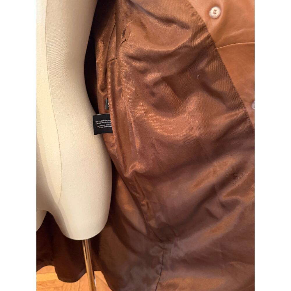 Wilson Leather Genuine NWT Long Leather Brown Double-Breasted Coat Jacket - L - Picture 9 of 10